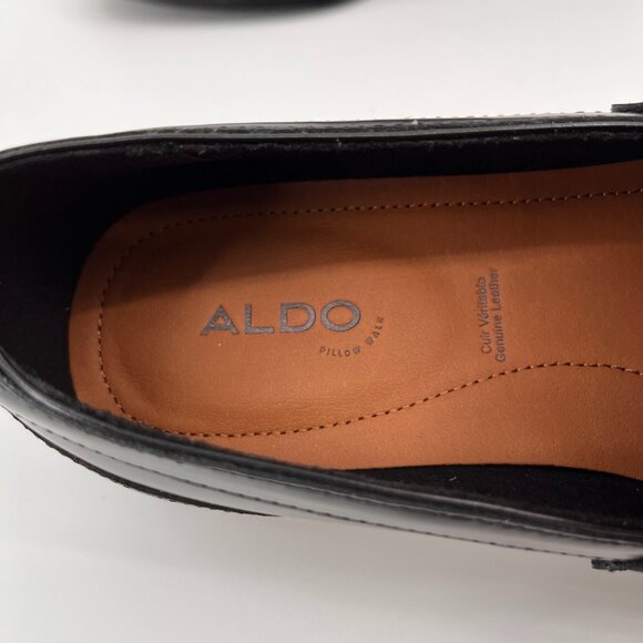 ALDO Marinho Loafers Size 7 Black Leather Upper Slip-On Dress Shoes Metal Bit - Picture 9 of 14